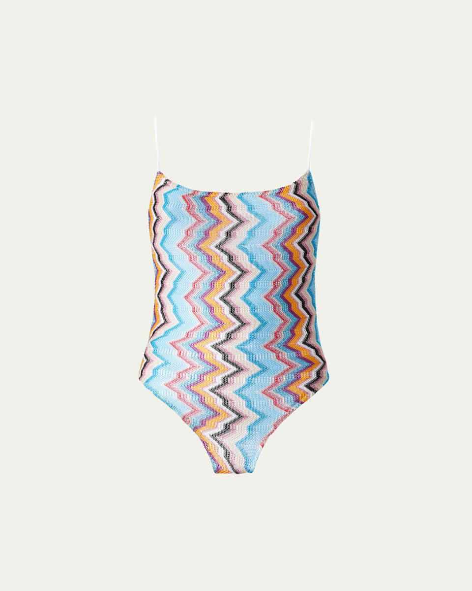 Metallic Zig-Zag One-Piece Swimsuit